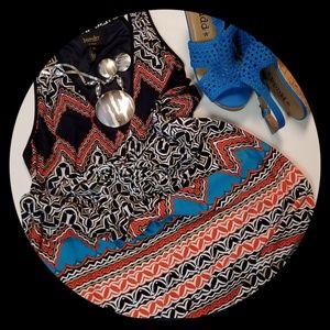 Laundry by Shelli Segal Halter Chevron Dress Sz 10